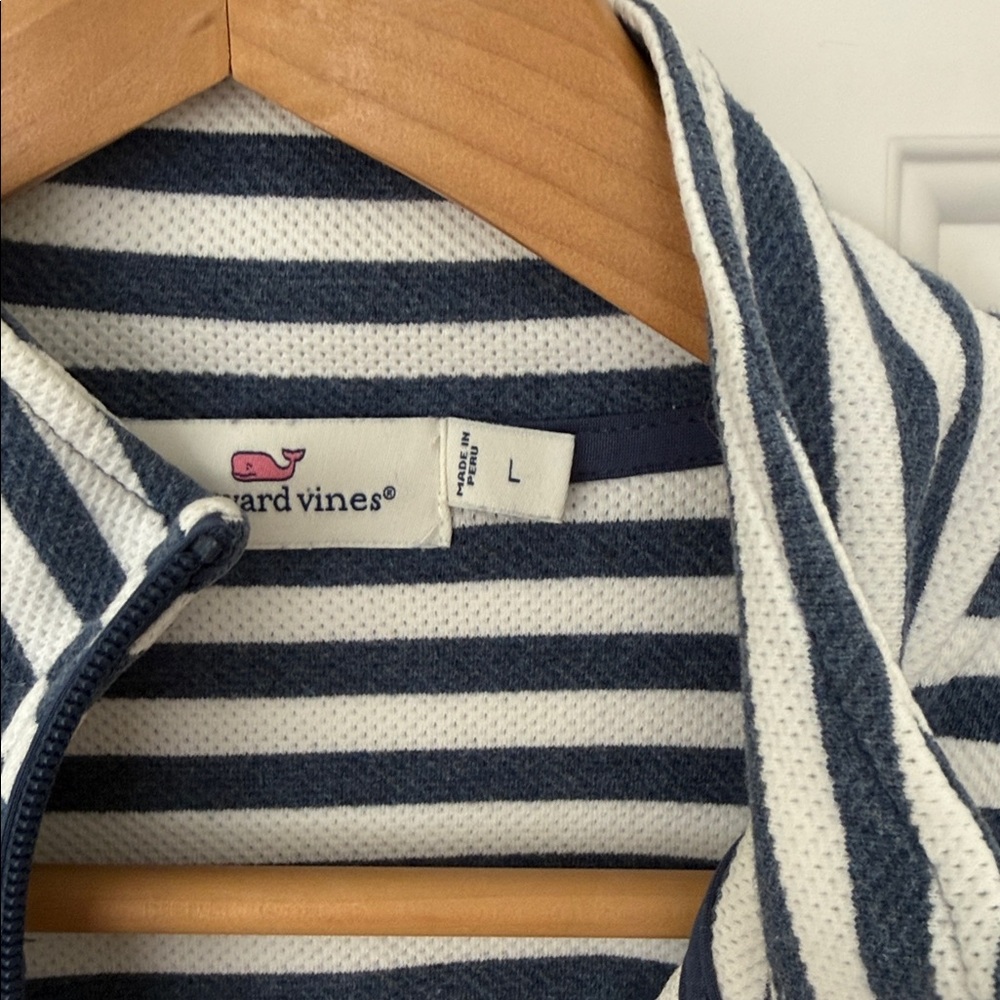 Women’s Vineyard Vines Navy and White Striped Quarter Zip - Picture 3 of 4